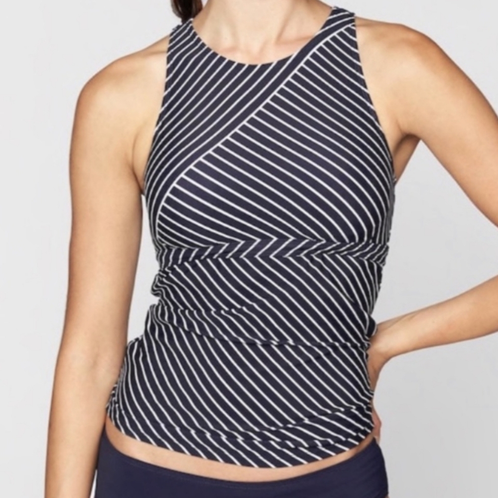 Athleta Offshore Blue & White Tankini Top